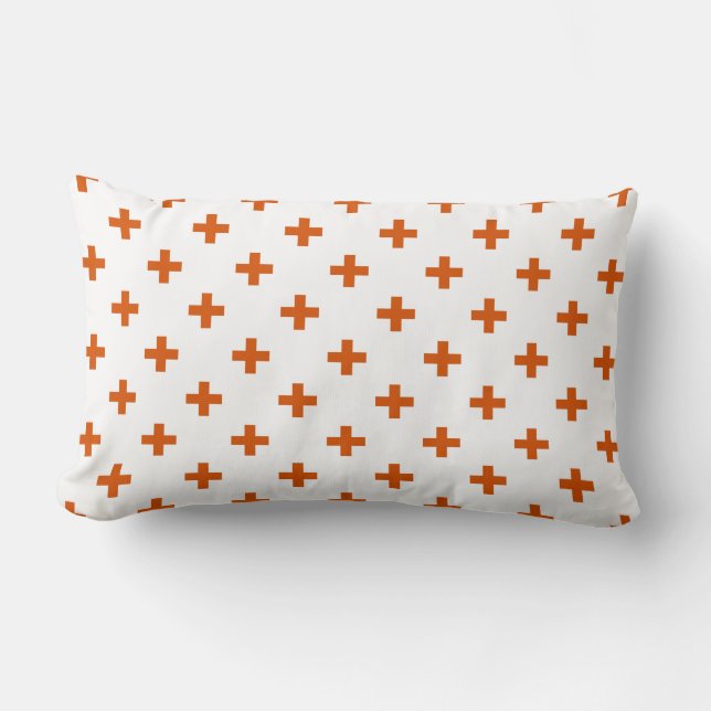 Oranje polka kruist wit kussen (Voorkant)
