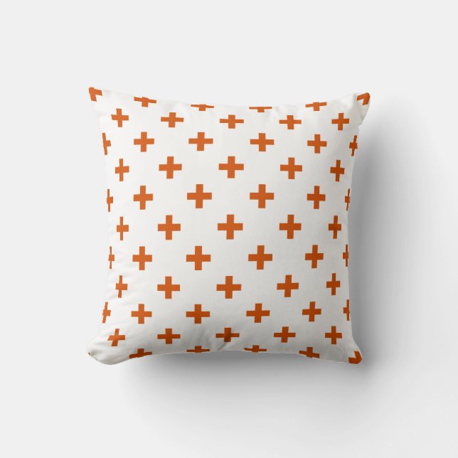 Oranje polka kruist wit kussen (Voorkant)