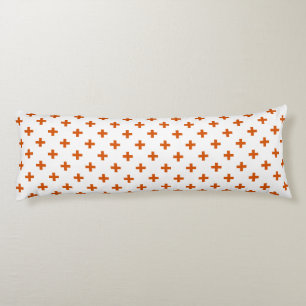Oranje polka kruist wit lichaamskussen