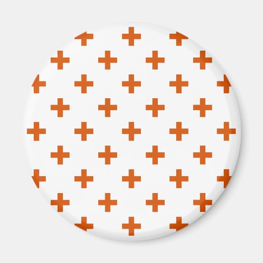 Oranje polka kruist wit magneet (Voorkant)