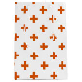 Oranje polka kruist wit medium cadeauzakje (Voorkant)