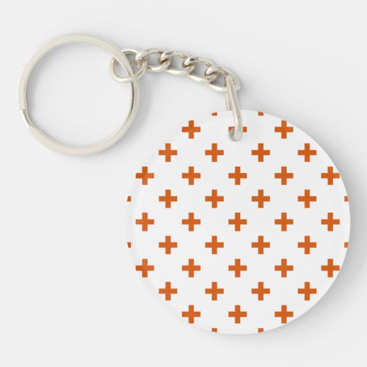 Oranje polka kruist wit sleutelhanger (Voorkant)