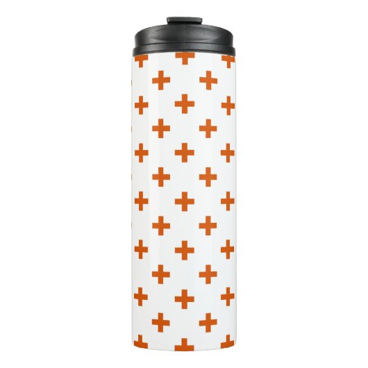 Oranje polka kruist wit thermosbeker (Voorkant)
