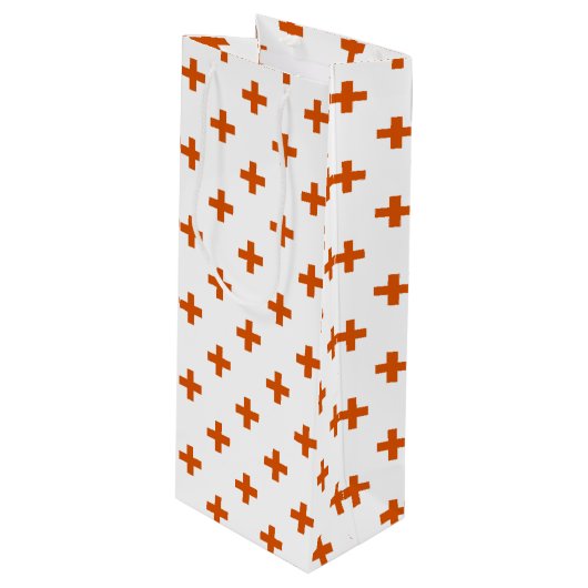 Oranje polka kruist wit wijn cadeautas (Voorkant Gekanteld)