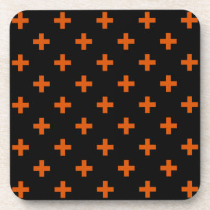Oranje polka kruist zwart bier onderzetter
