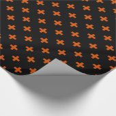 Oranje polka kruist zwart cadeaupapier (Hoek)