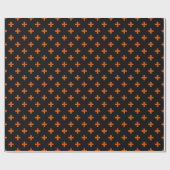 Oranje polka kruist zwart cadeaupapier (Vlak)