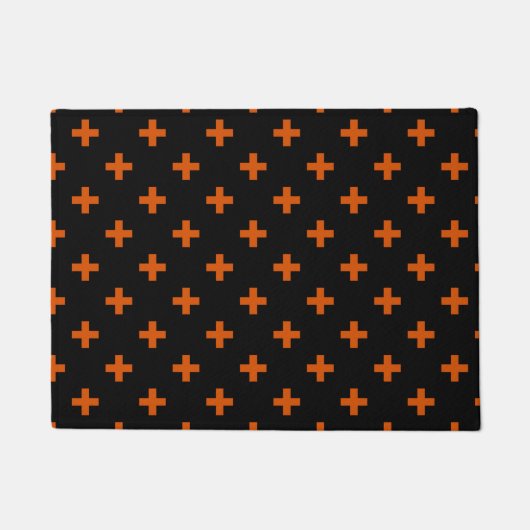 Oranje polka kruist zwart deurmat (Voorkant)