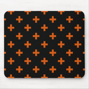 Oranje polka kruist zwart muismat