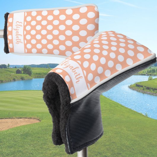 Oranje polka stippen golf headcover met aangepaste