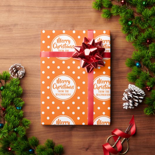 Oranje polka stippen kerst inpakpapier (Feestdagen Geschenken)