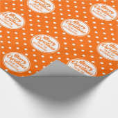 Oranje polka stippen kerst inpakpapier (Hoek)