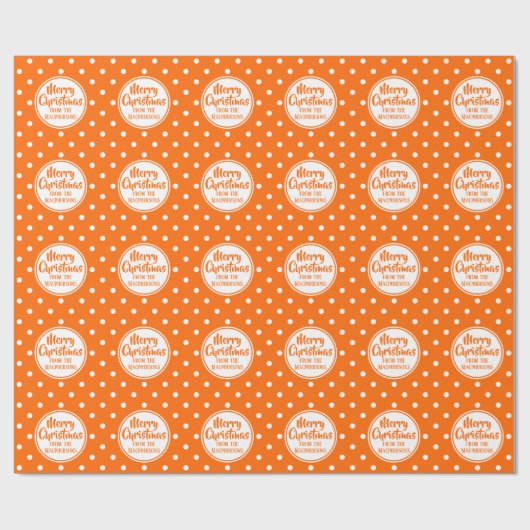 Oranje polka stippen kerst inpakpapier (Vlak)