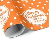 Oranje polka stippen kerst inpakpapier (Rol Hoek)