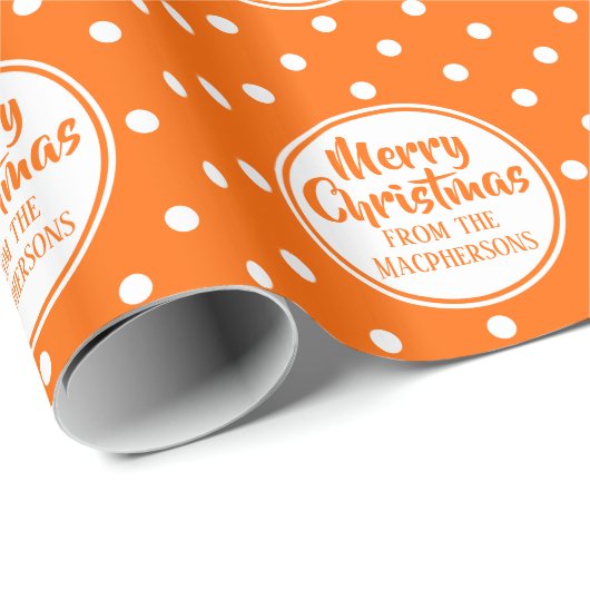 Oranje polka stippen kerst inpakpapier (Rol Hoek)