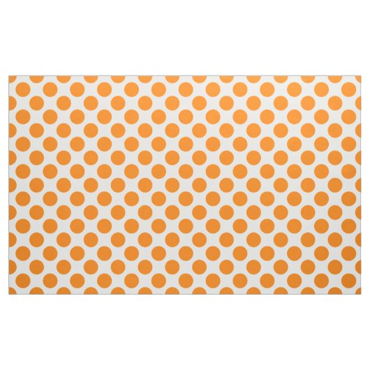 Oranje polka stippen op wit stof (Yard (91,4 cm))
