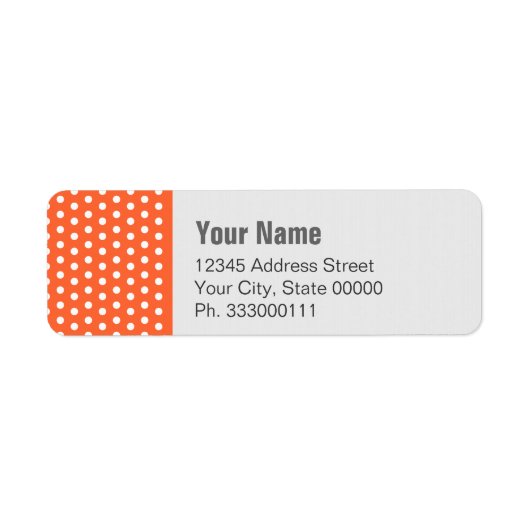 Oranje polkadot etiket (Voorkant)