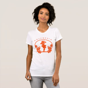 Oranje Polynesische Danser met Hibiscus Bloemen T-shirt