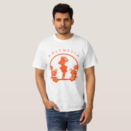 Oranje Polynesische Danser met Hibiscus Bloemen T-shirt