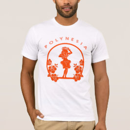 Oranje Polynesische danser met hibiscusbloemen T-shirt