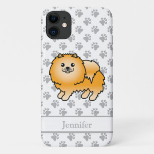 Oranje Pomeranian Lieve Cartoon Hond & Naam Case-Mate iPhone Case