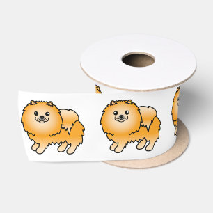 Oranje Pomeranian Lieve Cartoon Hond Satijnen Lint