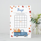 Oranje pomkin Blue Truck Baby shower Bingo Game (Staand voorkant)