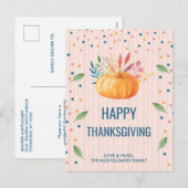 Oranje pomkin Faux Confetti Happy Thanksgiving Feestdagenkaart (Voorkant / Achterkant)