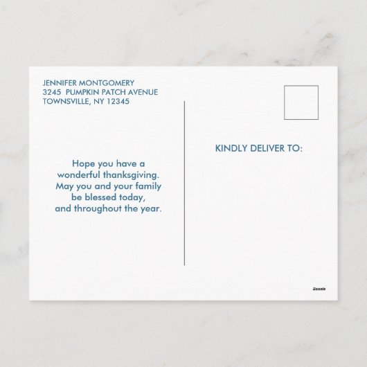 Oranje pomkin Faux Confetti Happy Thanksgiving Feestdagenkaart (Achterkant)