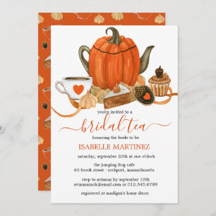 Oranje pomkin Teapot Herfst Bridal Tea Kaart
