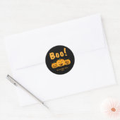 Oranje pomkins Black Halloween Boo Naam Ronde Sticker (Envelop)