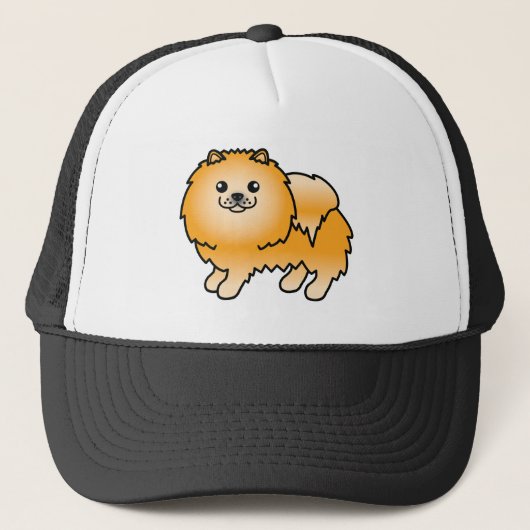 Oranje Pommeren Cute Cartoon Dog Trucker Pet (Voorkant)