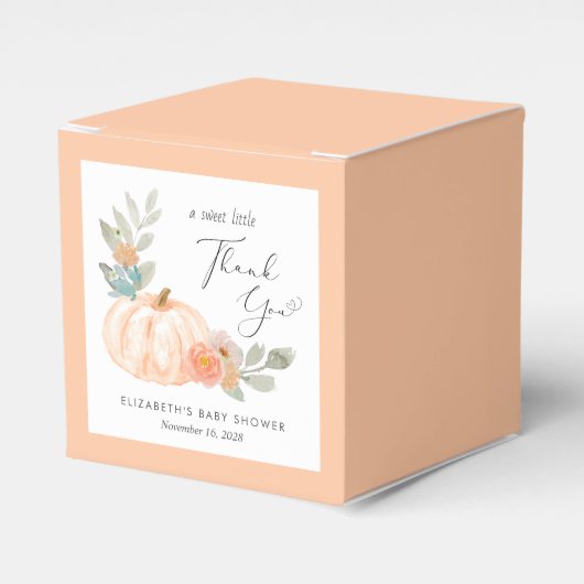 Oranje pompoen Baby shower dank u Bedankdoosjes (Voorkant Zijde)