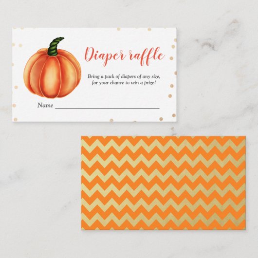 Oranje pompoen | Baby shower | Diaper Raffle Informatiekaartje (Voorkant / Achterkant)
