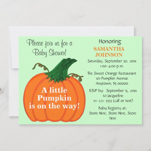 Oranje pompoen Baby shower Kaart (Voorkant)