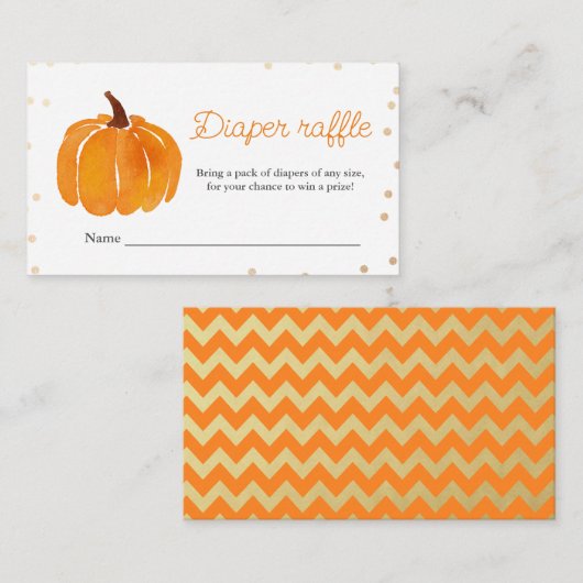 Oranje pompoen | BABY SHOWER | Luierloof Informatiekaartje (Voorkant / Achterkant)