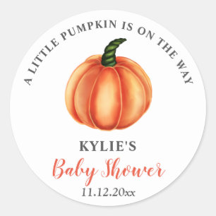 Oranje pompoen BABY SHOWER Ronde Sticker
