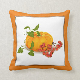 Oranje pompoen, bessen, bladeren, herfst Thanksgiv Kussen