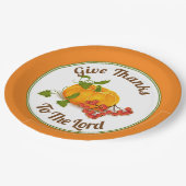 Oranje pompoen, bessen, bladeren, herfst Thanksgiv Papieren Bordje (Gekanteld)