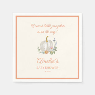 Oranje Pompoen Bloemige Herfst Baby Shower Welkom Servet