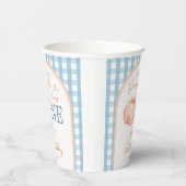 Oranje pompoen Boho Blue Gingham 1e verjaardag Papieren Bekers (Rechts)