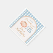 Oranje pompoen Boho Blue Gingham 1e verjaardag Servet (Hoek)