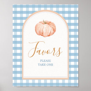Oranje pompoen Boho Blue Gingham Favorieten Teken Poster