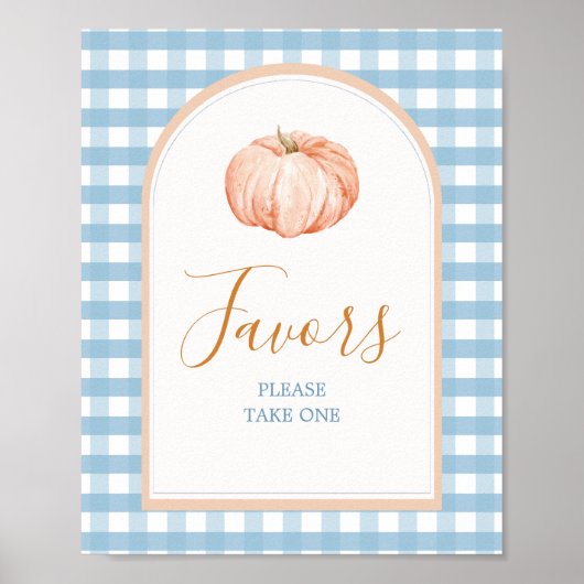 Oranje pompoen Boho Blue Gingham Favorieten Teken Poster (Voorkant)