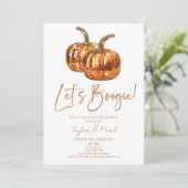 Oranje pompoen discobal boogie halloween feest kaart (Staand voorkant)