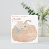 Oranje pompoen eerste verjaardag uitnodiging (Staand voorkant)