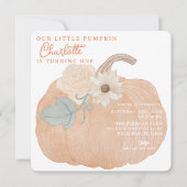 Oranje pompoen eerste verjaardag uitnodiging (Voorkant)