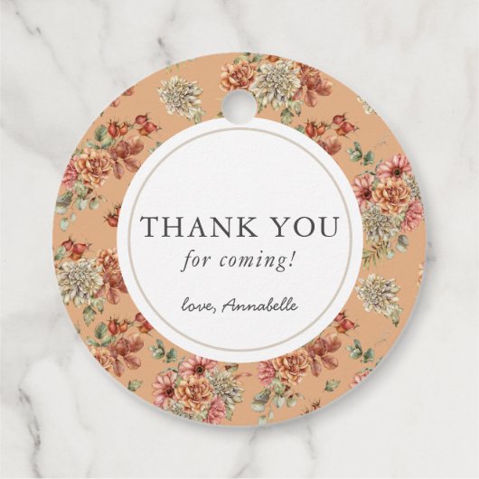 Oranje pompoen en Baby shower van White Dahlia Bedankjes Labels (Achterkant)