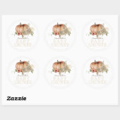 Oranje pompoen en Baby shower van White Dahlia Ronde Sticker (Vel)