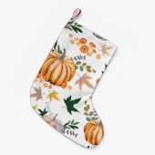 Oranje pompoen en bloemen in het najaar kleine kerstsok (Voorkant (Hangend))